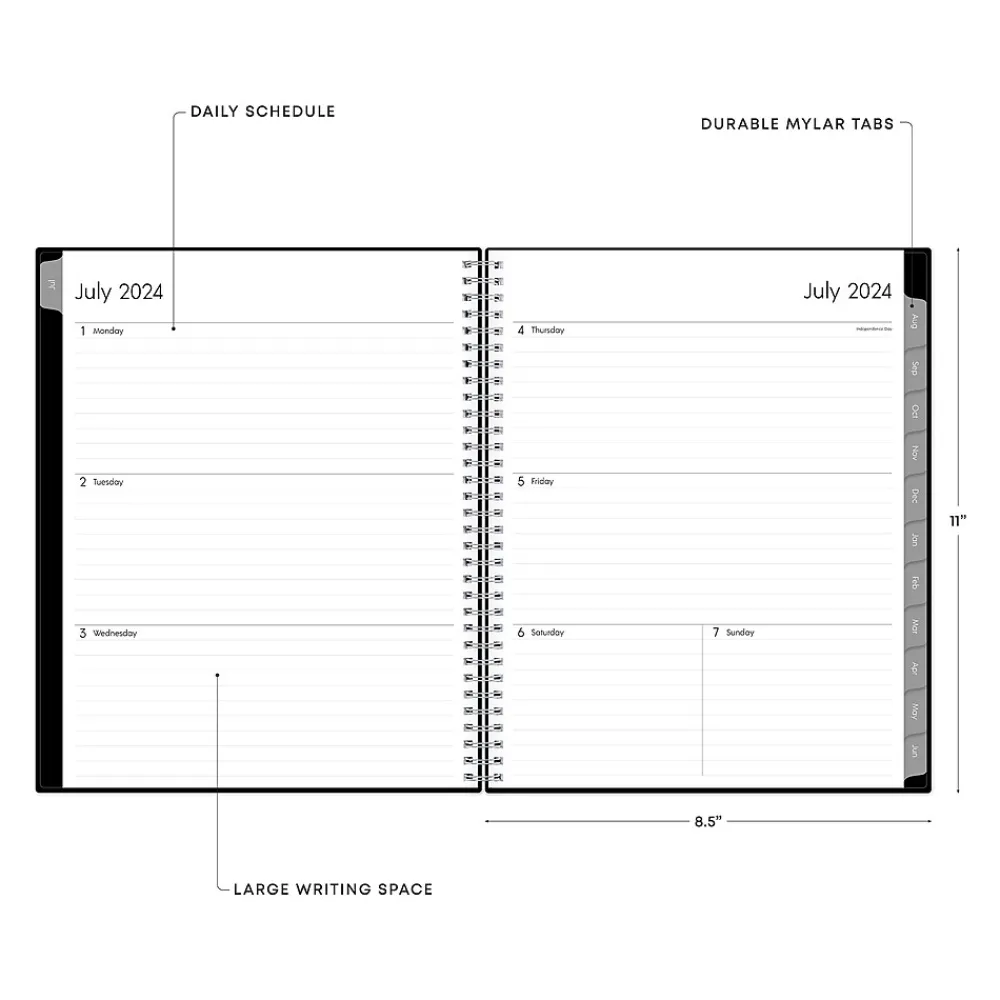 Academic Planners|Blue Sky 2024-2025 Enterprise 8.5" x 11" Academic Weekly & Monthly Planner, Plastic Cover, Black (130609-A25)