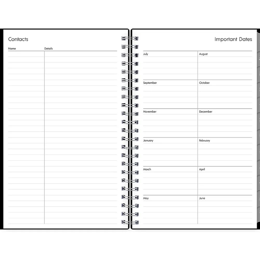 Academic Planners|Blue Sky 2024-2025 Enterprise 5" x 8" Academic Weekly & Monthly Planner, Plastic Cover, Black (130611-A25)
