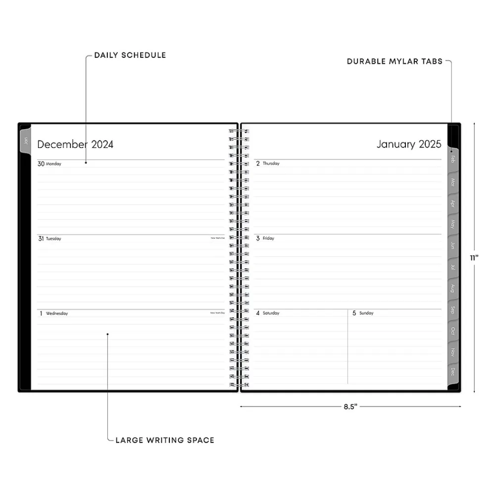 2025 Planners|Blue Sky 2025 Enterprise 8.5" x 11" Weekly & Monthly Planner, Plastic Cover, Black (111288-25)