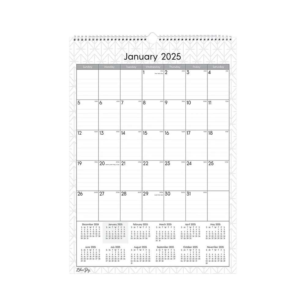 2025 Calendars|Blue Sky 2025 Enterprise 12" x 17" Monthly Wall Calendar, White/Gray (117373-25)