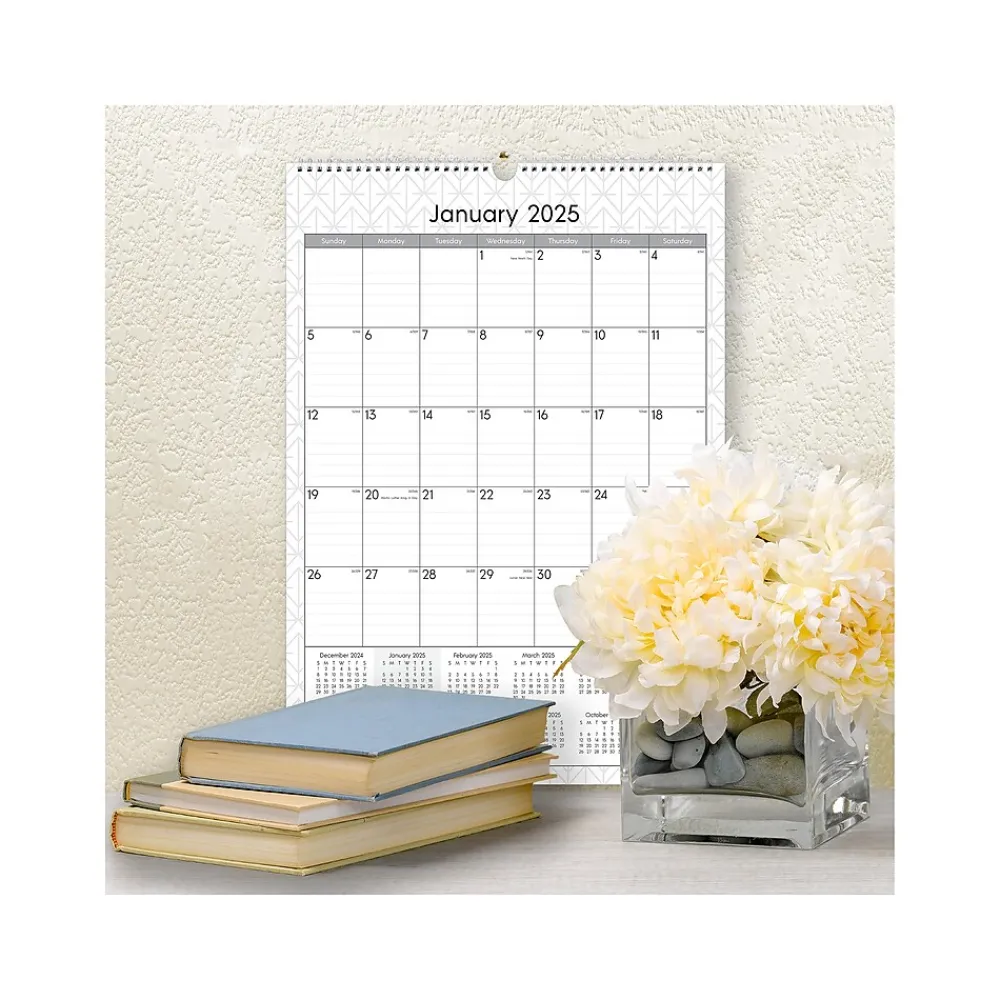 2025 Calendars|Blue Sky 2025 Enterprise 12" x 17" Monthly Wall Calendar, White/Gray (117373-25)