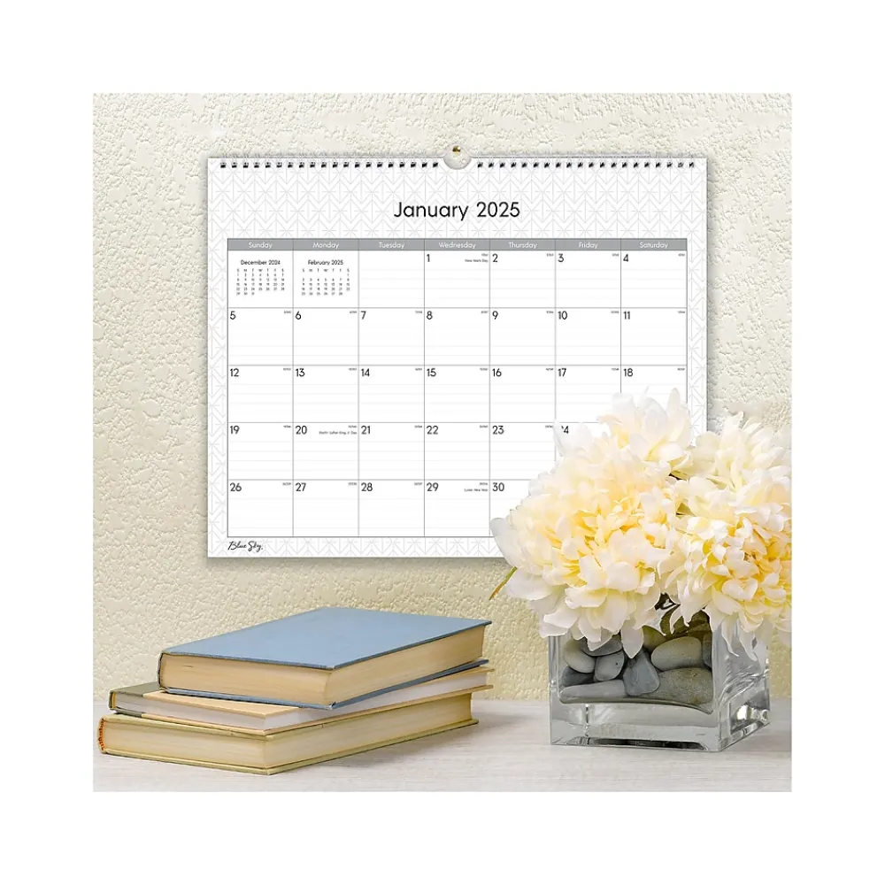 2025 Calendars|Blue Sky 2025 Enterprise 15" x 12" Monthly Wall Calendar, White/Gray (111292-25)
