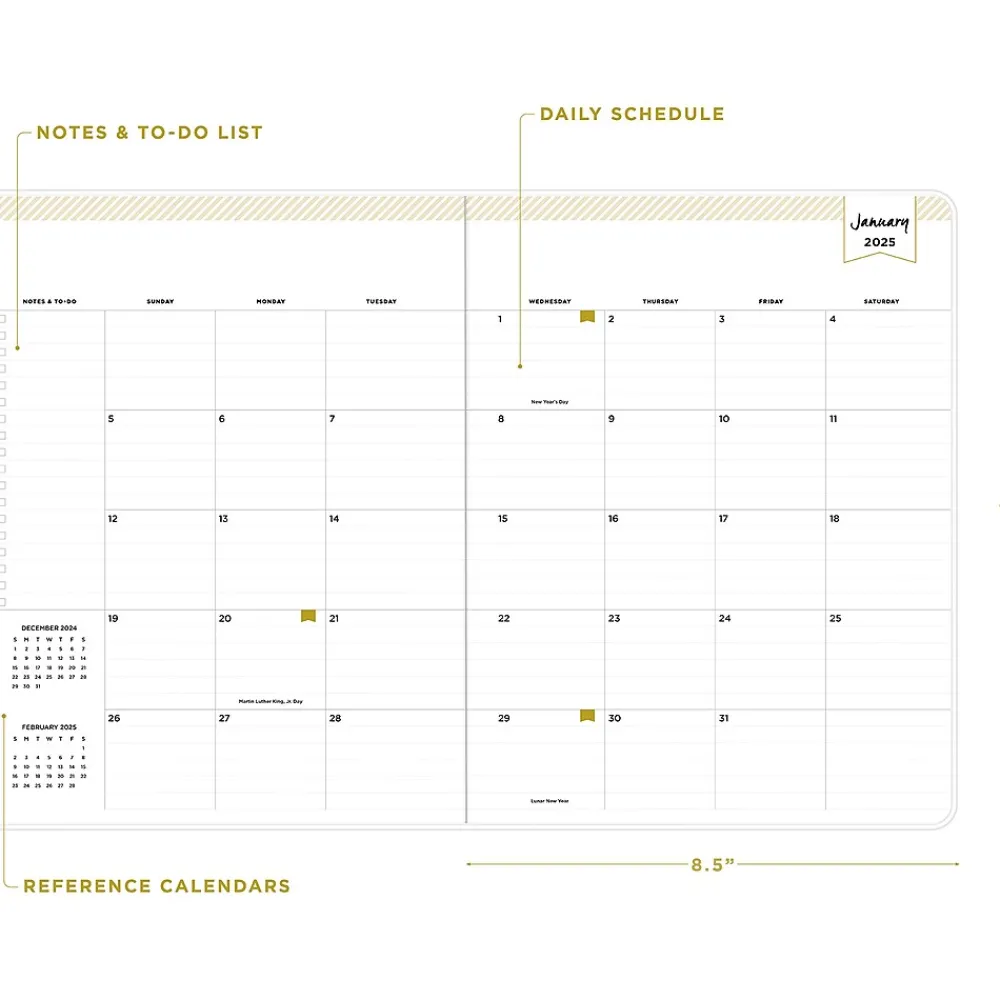 2025 Planners|Blue Sky 2025 Felicity 8.5" x 11" Monthly Planner, Plastic Cover, Multicolor (152227)