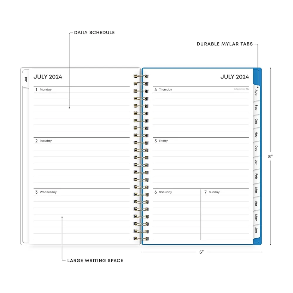 Academic Planners|Blue Sky 2024-2025 Flower Date 5" x 8" Academic Weekly & Monthly Planner, Plastic Cover, Multicolor (147715)