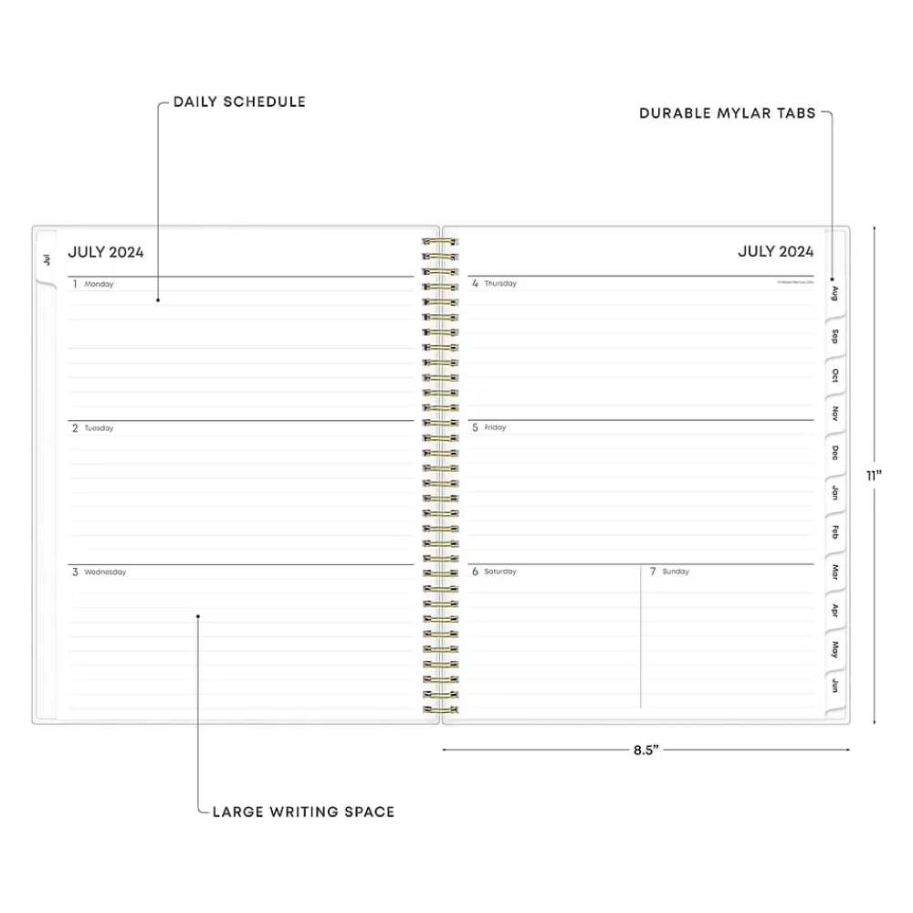 Academic Planners|Blue Sky 2024-2025 Gemma 8.5" x 11" Academic Weekly & Monthly Planner, Plastic Cover, Blue/White (118177-A25)