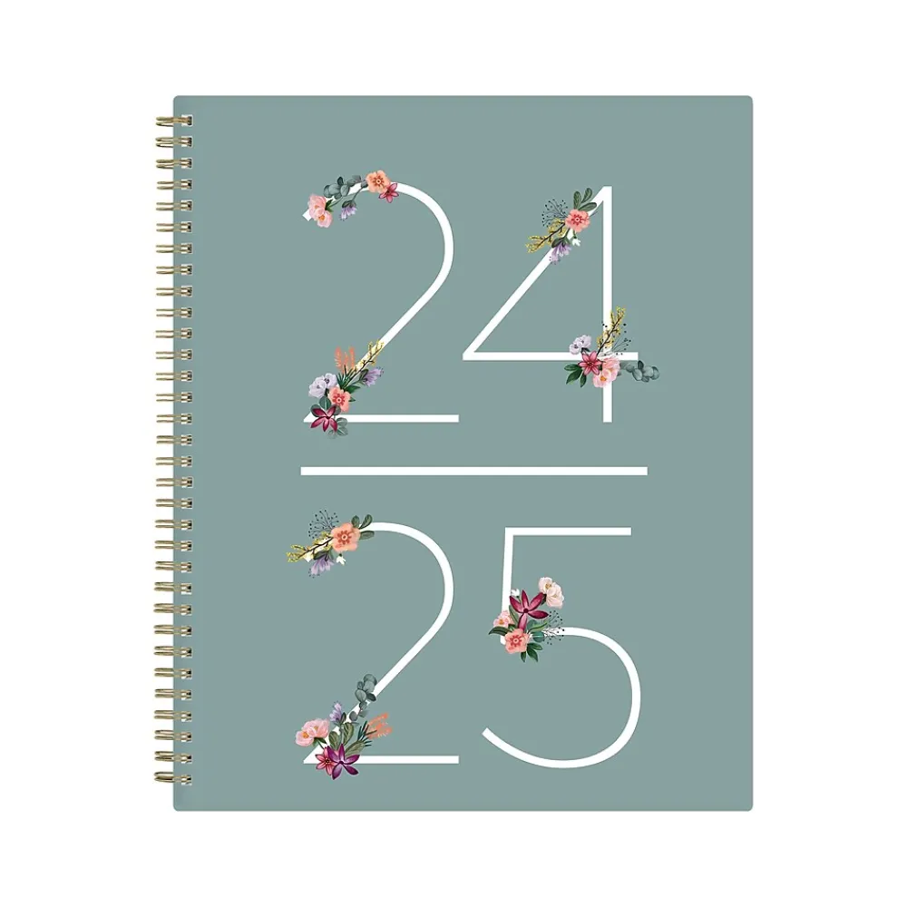Academic Planners|Blue Sky 2024-2025 Greta 8.5" x 11" Academic Weekly & Monthly Planner, Plastic Cover, Green (136479-A25)