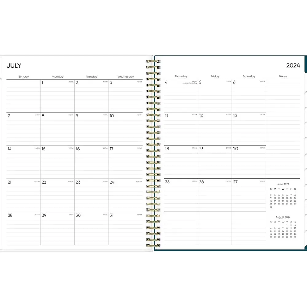 Academic Planners|Blue Sky 2024-2025 Greta 8.5" x 11" Academic Weekly & Monthly Planner, Plastic Cover, Green (136479-A25)
