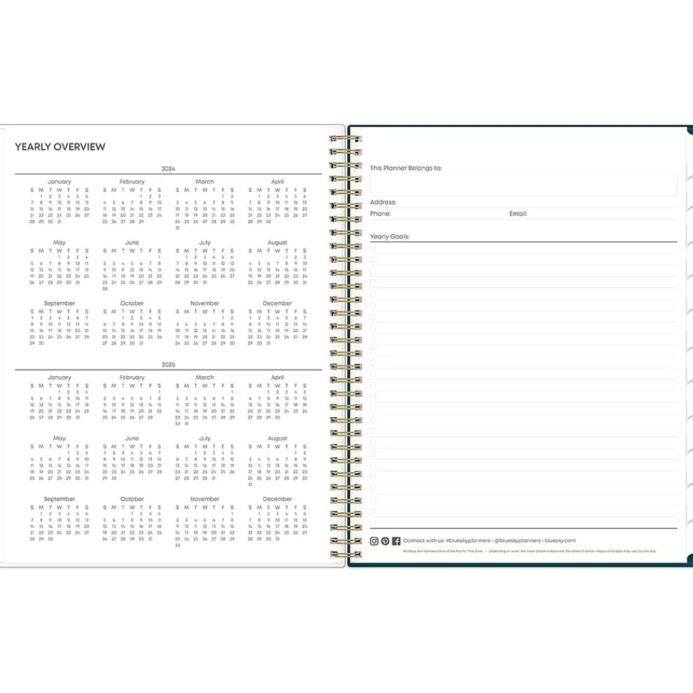 Academic Planners|Blue Sky 2024-2025 Greta 8.5" x 11" Academic Weekly & Monthly Planner, Plastic Cover, Green (136479-A25)