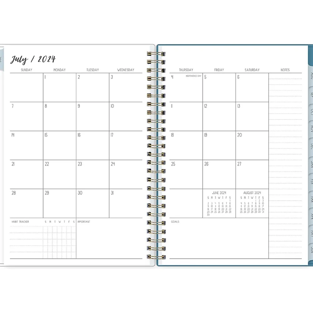 Academic Planners|Blue Sky 2024-2025 Ivory Paper Co Davina 5.87" x 8.6" Academic Weekly & Monthly Planner, Plastic Cover, Cream/Blue (146882)