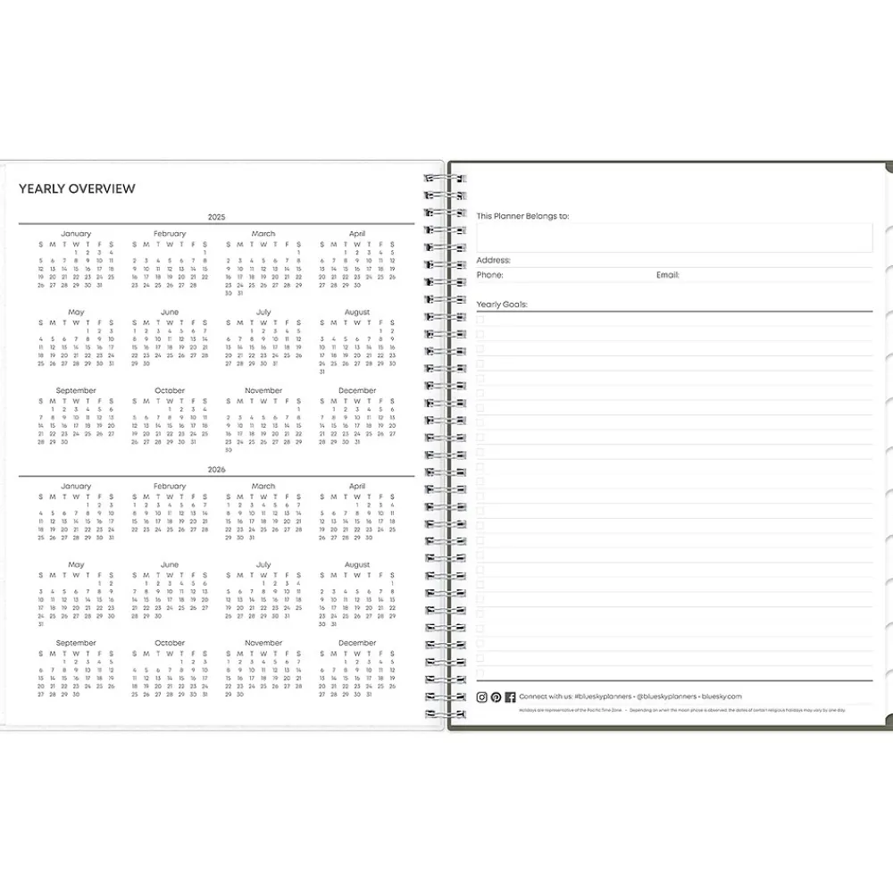 2025 Planners|Blue Sky 2025 Joey Floral 8.5" x 11" Weekly & Monthly Planner, Plastic Cover, Green (148289)