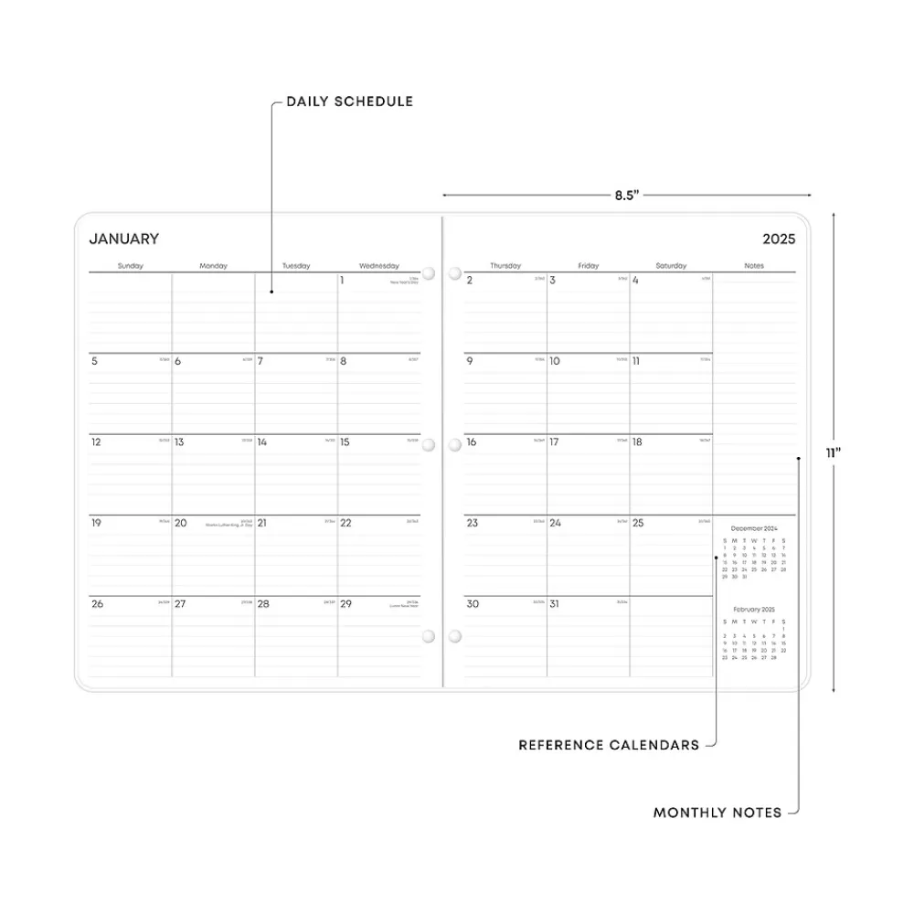 2025 Planners|Blue Sky 2025 Juno 8.5" x 11" Monthly Planner, Plastic Cover, Pink (152266)