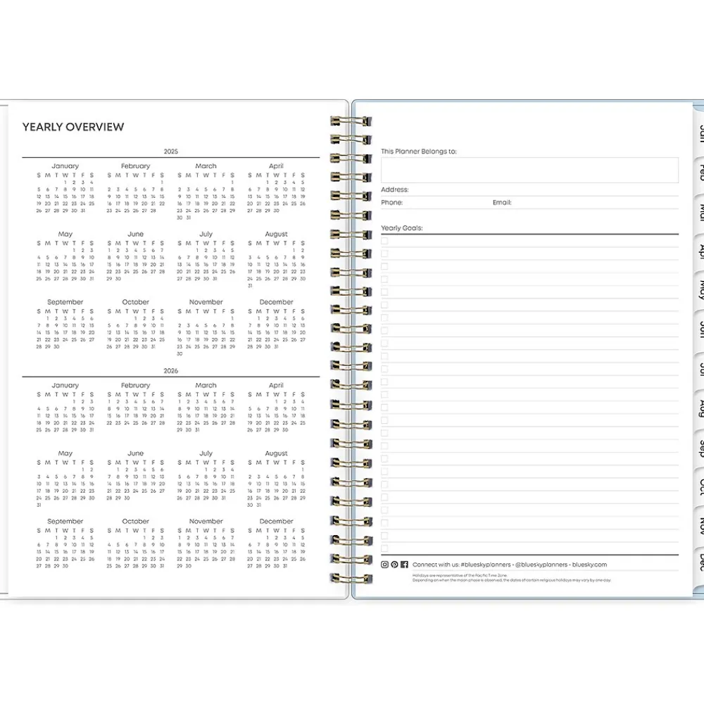2025 Planners|Blue Sky 2025 Kiera 5.88" x 8.63" Weekly & Monthly Planner, Plastic Cover, Multicolor (152469)