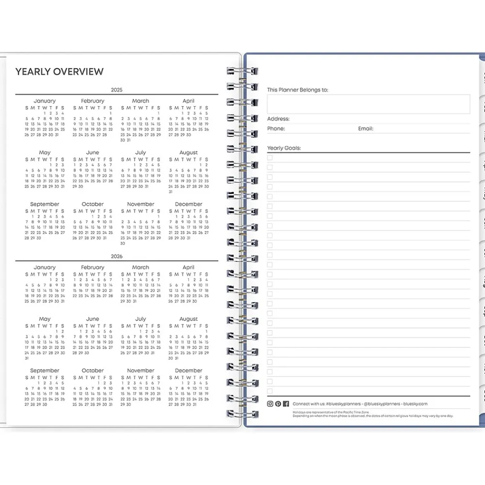 2025 Planners|Blue Sky 2025 Lindley 5" x 8" Weekly & Monthly Planner, Plastic Cover, Multicolor (101579-25)