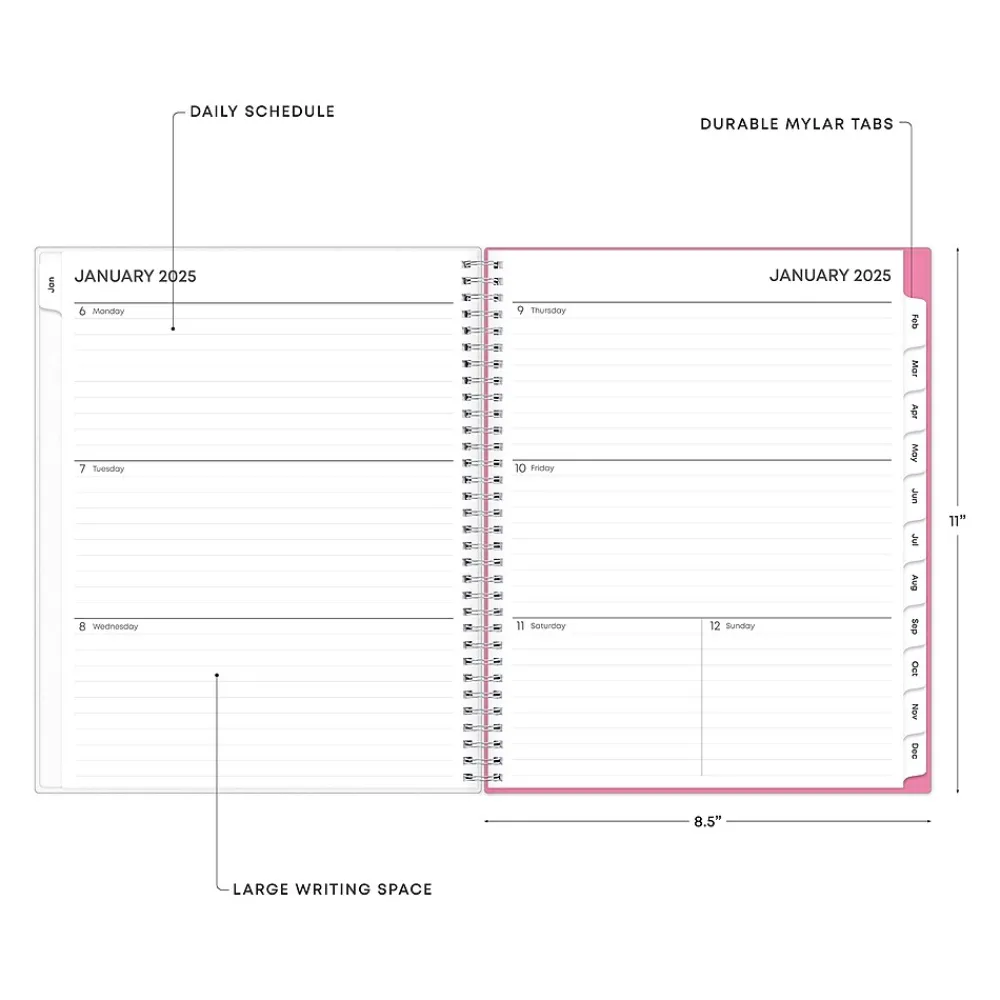 2025 Planners|Blue Sky 2025 Lucidity 8.5" x 11" Weekly & Monthly Planner, Plastic Cover, Pink/Blue (150785)