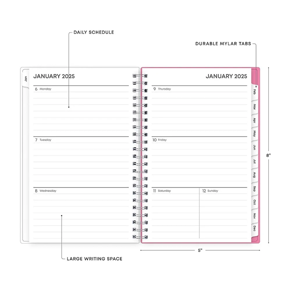 2025 Planners|Blue Sky 2025 Lucidity 5" x 8" Weekly & Monthly Planner, Plastic Cover, Pink/Blue (150786)
