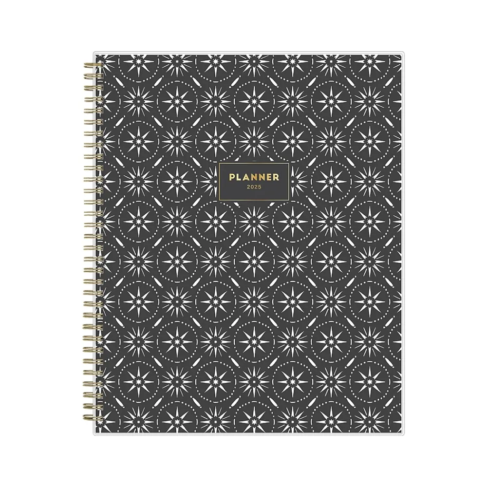 2025 Planners|Blue Sky 2025 Makeera 8.5" x 11" Weekly & Monthly Planner, Plastic Cover, Dark Gray/White (150784)