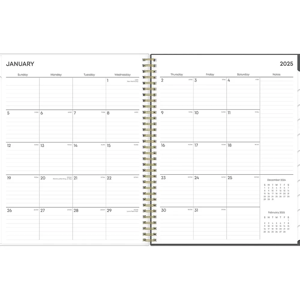 2025 Planners|Blue Sky 2025 Makeera 8.5" x 11" Weekly & Monthly Planner, Plastic Cover, Dark Gray/White (150784)
