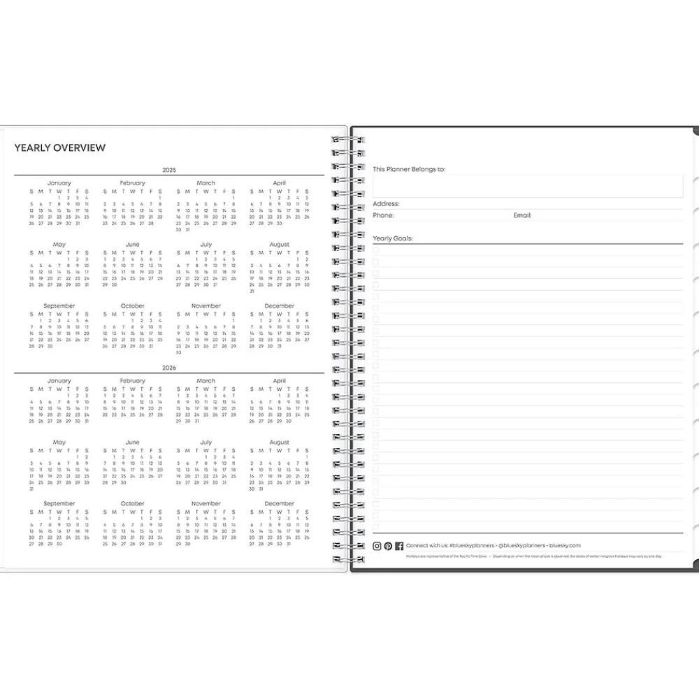 2025 Planners|Blue Sky 2025 Montauk 8.5" x 11" Weekly & Monthly Planner, Plastic Cover, Gray/Beige (133874-25)