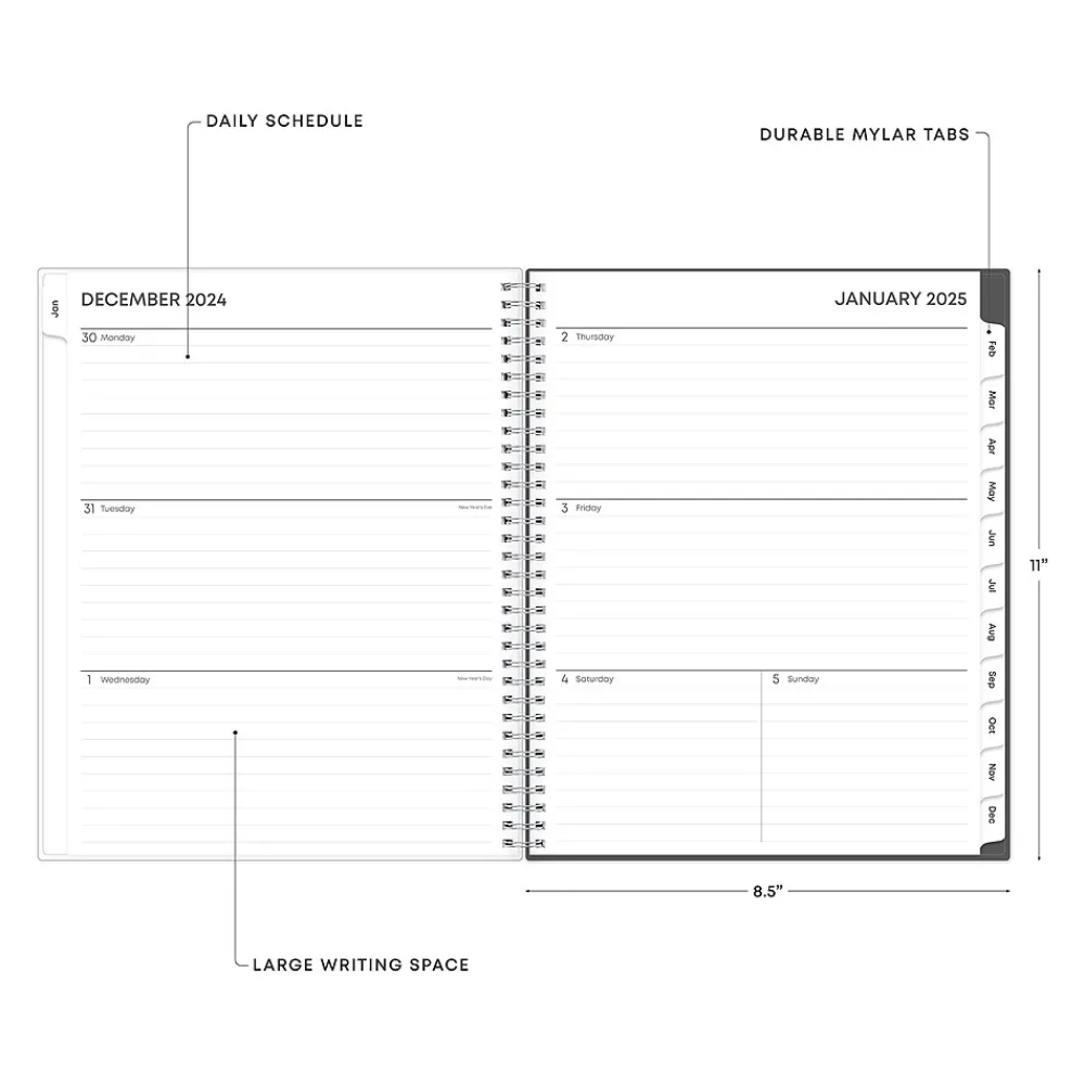 2025 Planners|Blue Sky 2025 Montauk 8.5" x 11" Weekly & Monthly Planner, Plastic Cover, Gray/Beige (133874-25)