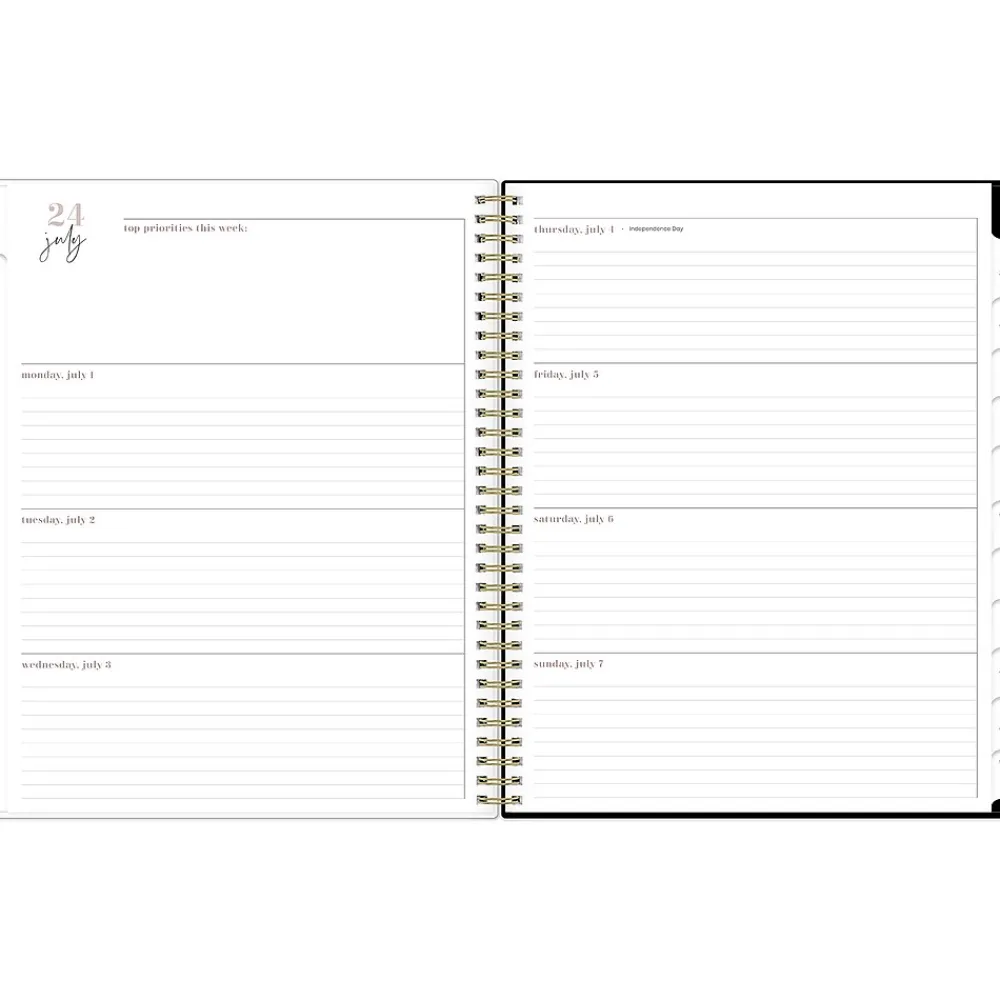 Academic Planners|Blue Sky 2024-2025 Nyla 8.5" x 11" Academic Weekly & Monthly Planner, Plastic Cover, White/Black (149821)