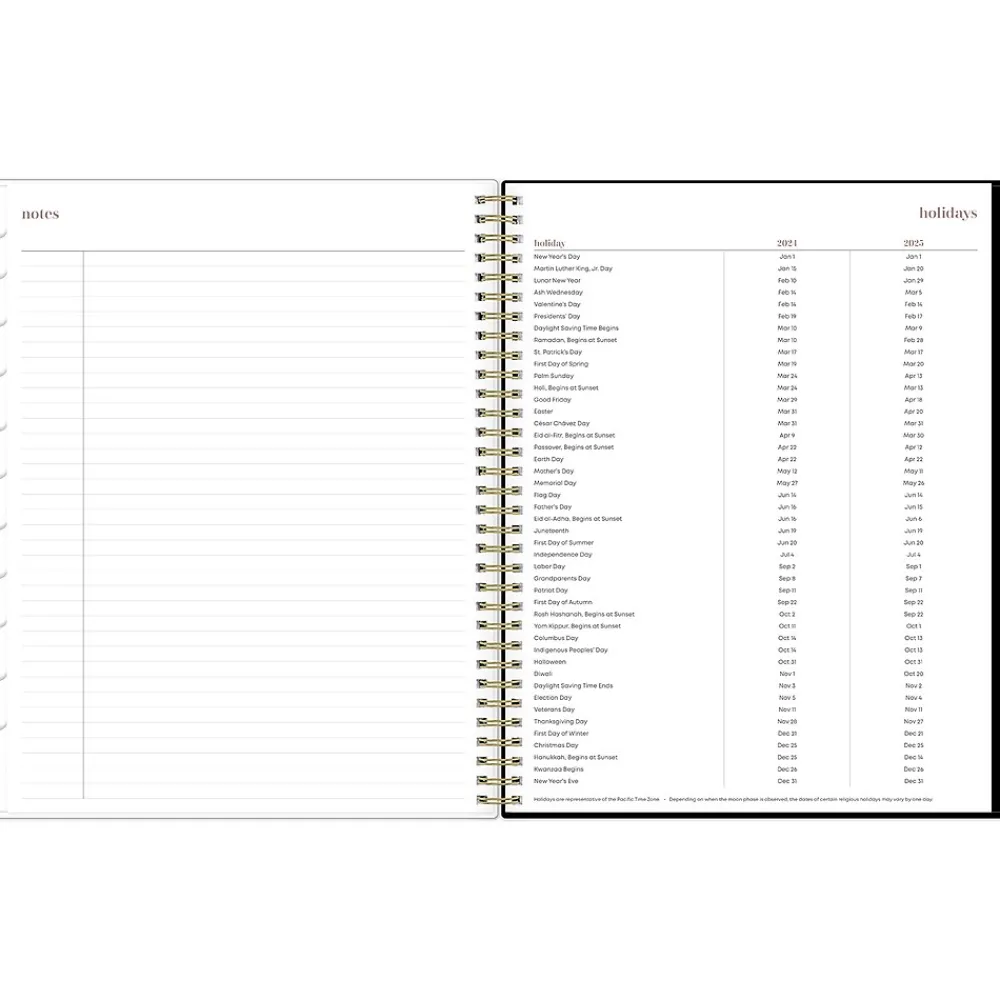 Academic Planners|Blue Sky 2024-2025 Nyla 8.5" x 11" Academic Weekly & Monthly Planner, Plastic Cover, White/Black (149821)