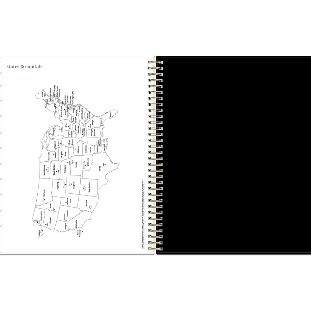 Academic Planners|Blue Sky 2024-2025 Nyla 8.5" x 11" Academic Weekly & Monthly Planner, Plastic Cover, White/Black (149821)