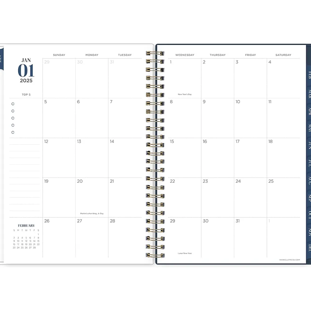 2025 Planners|Blue Sky 2025 Ombre Sky 5.88" x 8.63" Weekly & Monthly Planner, Plastic Cover, Blue/Pink (147982)