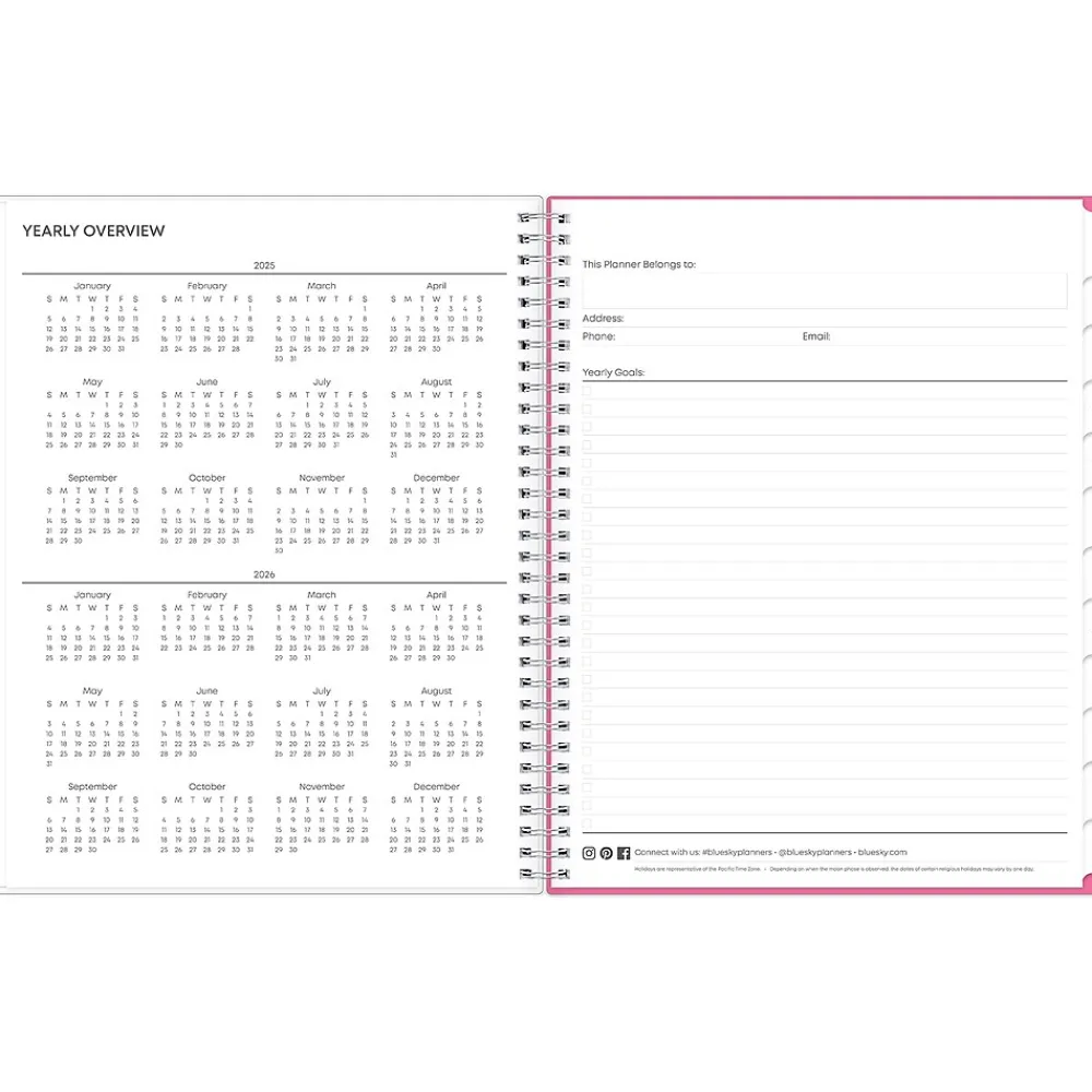 2025 Planners|Blue Sky 2025 Orchid 8.5" x 11" Weekly & Monthly Planner, Plastic Cover, White/Pink (137268-25)
