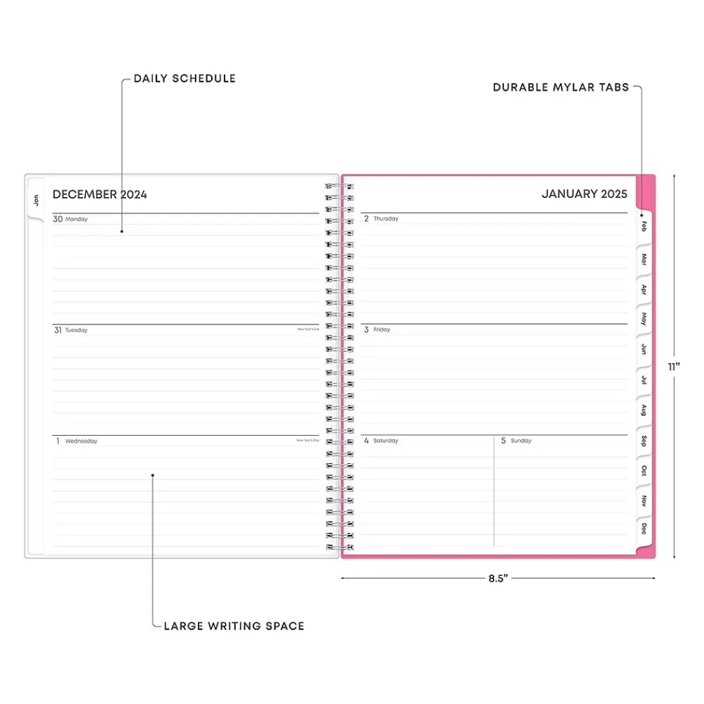 2025 Planners|Blue Sky 2025 Orchid 8.5" x 11" Weekly & Monthly Planner, Plastic Cover, White/Pink (137268-25)