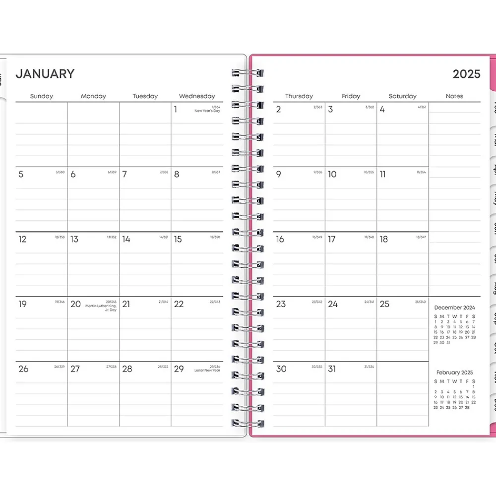 2025 Planners|Blue Sky 2025 Orchid 5" x 8" Weekly & Monthly Planner, Plastic Cover, White/Pink (142084-25)
