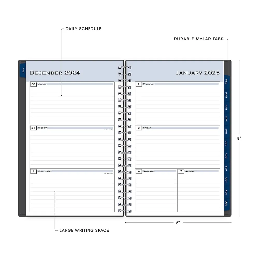 2025 Planners|Blue Sky 2025 Passages 5.88" x 8.63" Weekly & Monthly Planner, Plastic Cover, Charcoal Gray (100010-25)