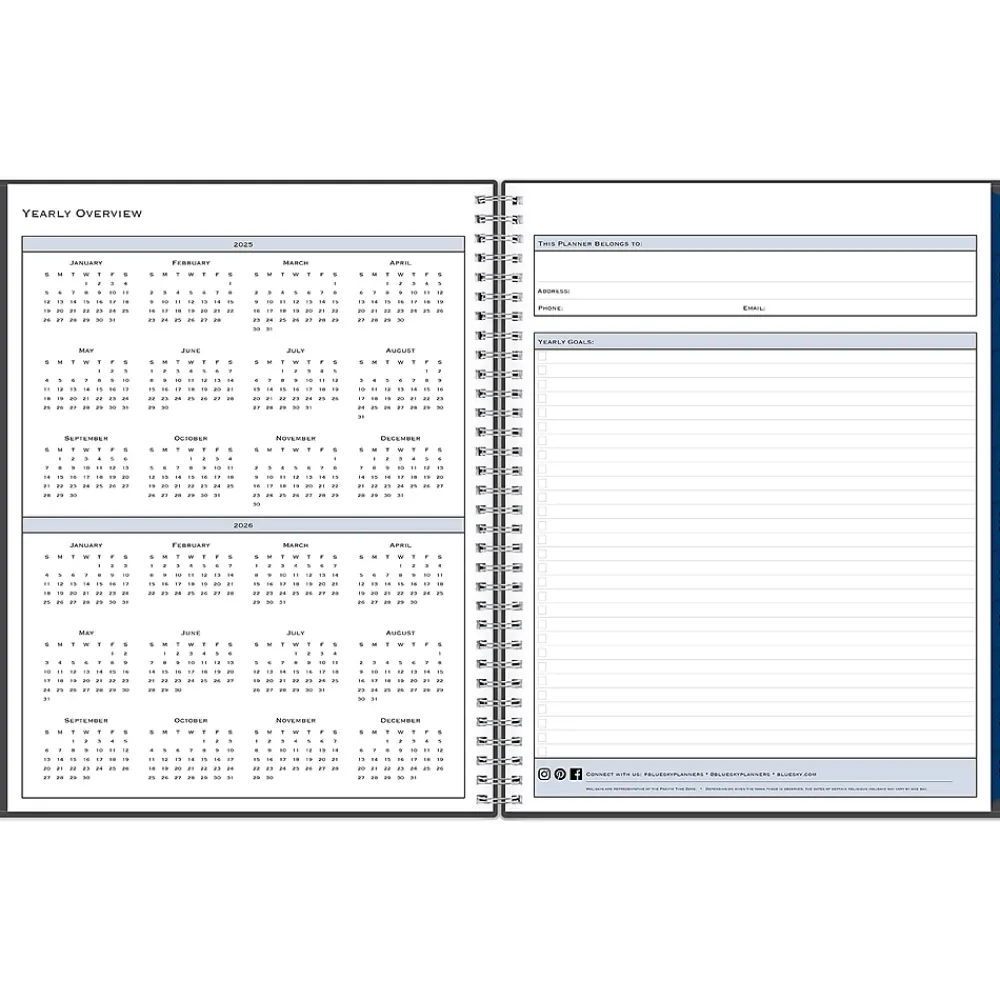 2025 Planners|Blue Sky 2025 Passages 8.5" x 11" Weekly & Monthly Planner, Plastic Cover, Charcoal Gray (100008-25)