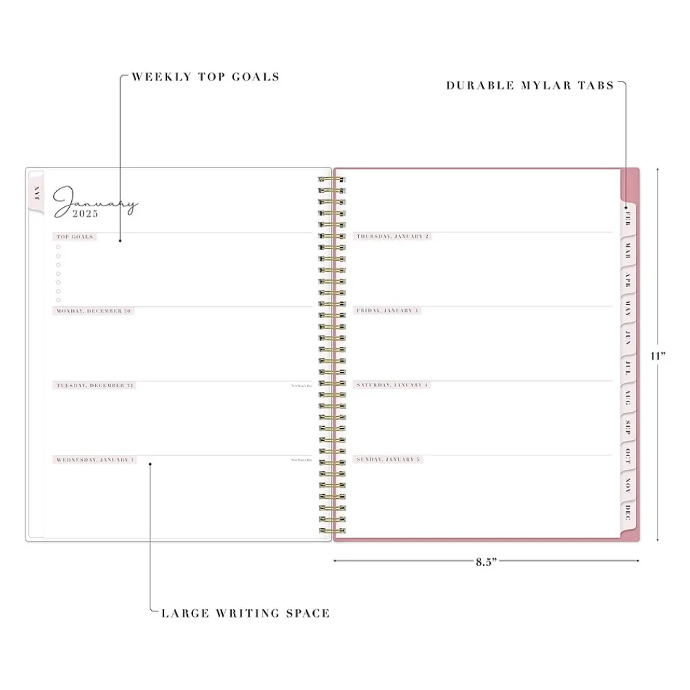 2025 Planners|Blue Sky 2025 Rachel Parcell Rose 8.5" x 11" Weekly & Monthly Planner, Plastic Cover, Multicolor (148187)