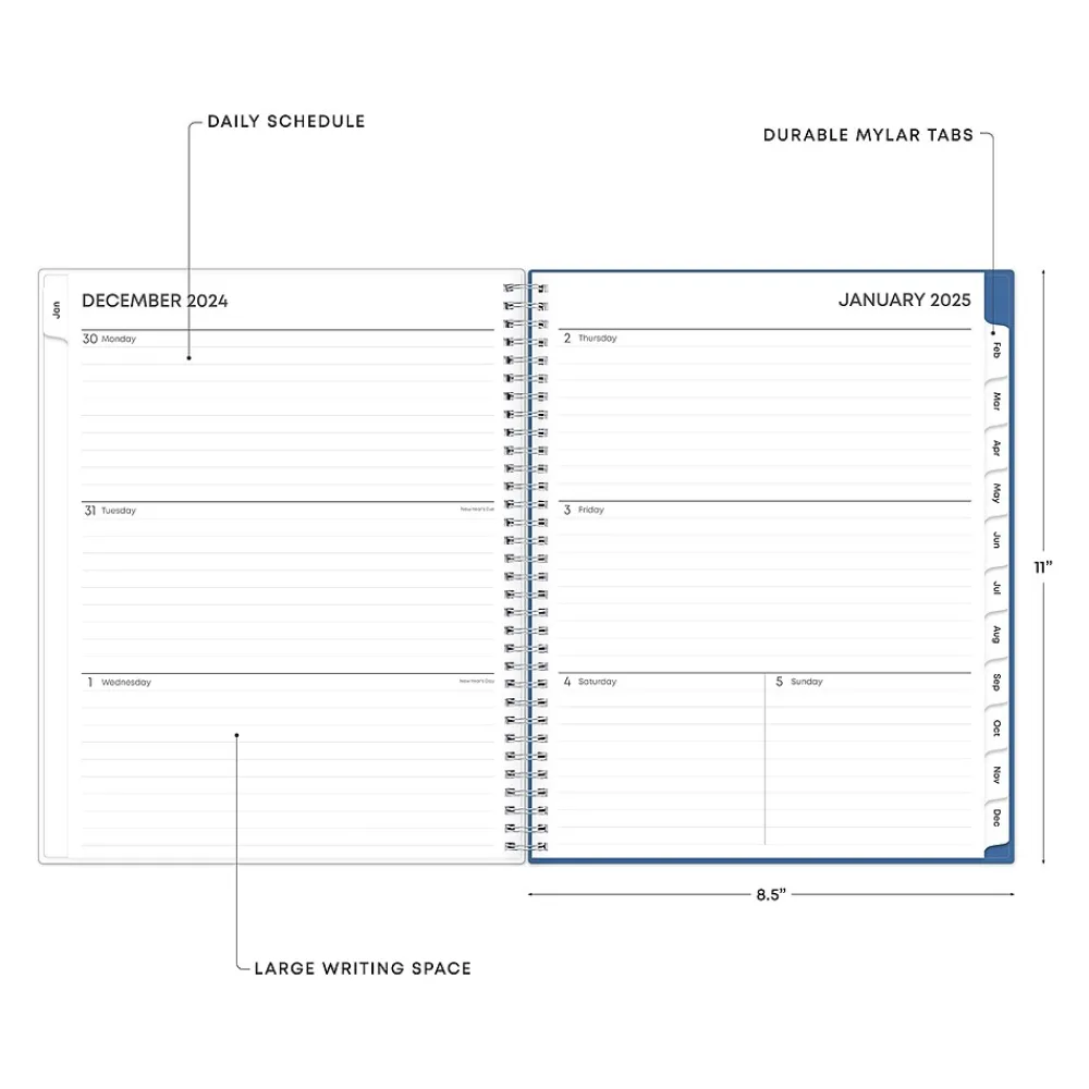 2025 Planners|Blue Sky 2025 Savoy Cool 8.5" x 11" Weekly & Monthly Planner, Plastic Cover, Blue (148762-25)