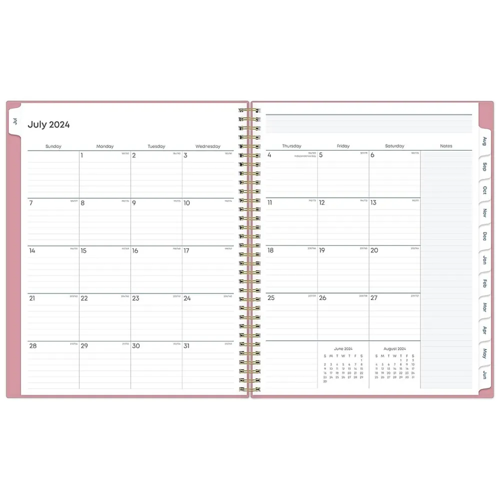 Academic Planners|Blue Sky 2024-2025 Teacher Lesson 8.5" x 11" Academic Weekly & Monthly Planner, Plastic Cover, Pink (145032)
