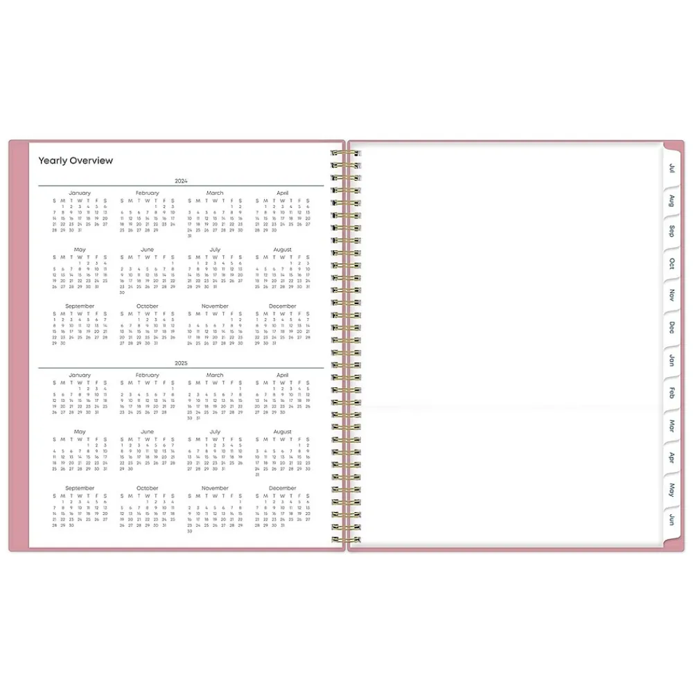Academic Planners|Blue Sky 2024-2025 Teacher Lesson 8.5" x 11" Academic Weekly & Monthly Planner, Plastic Cover, Pink (145032)