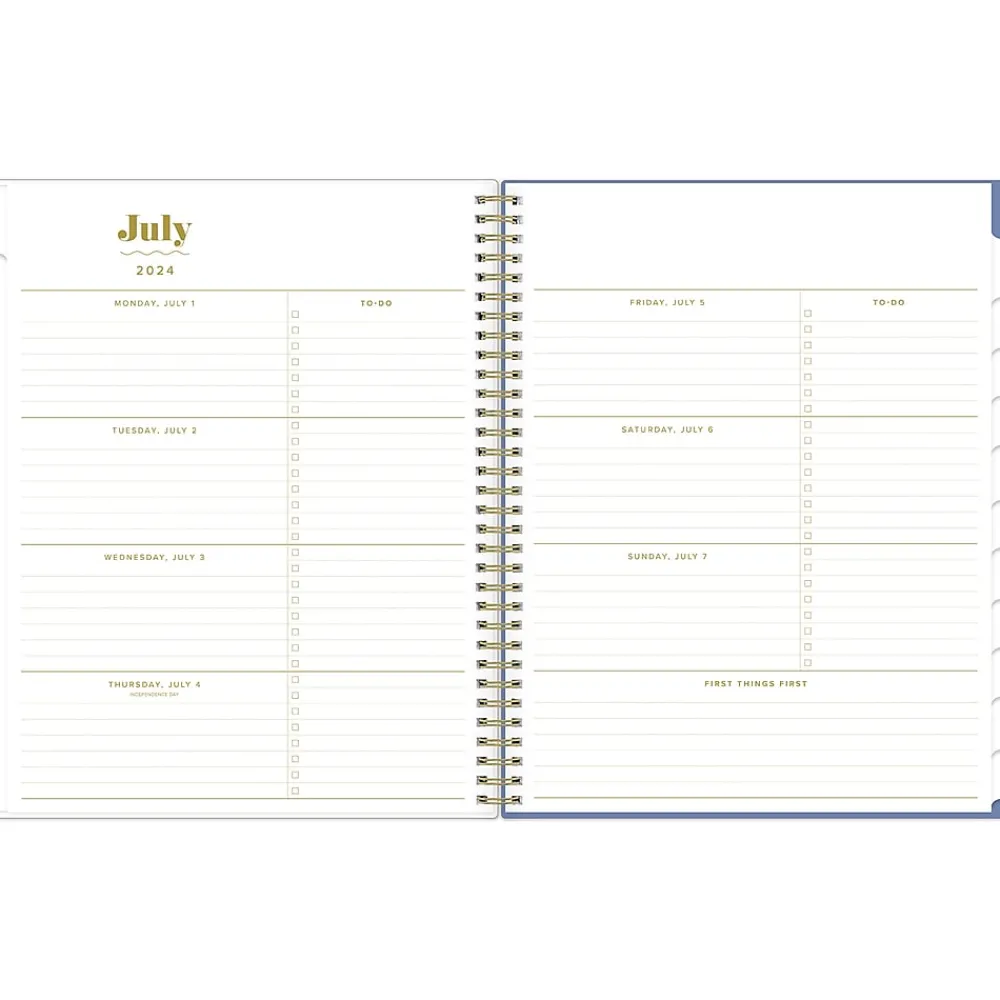 Academic Planners|Blue Sky 2024-2025 The House That Lars Built Blue Stripe 8.5" x 11" Academic Weekly & Monthly Planner, White/Blue (149846)