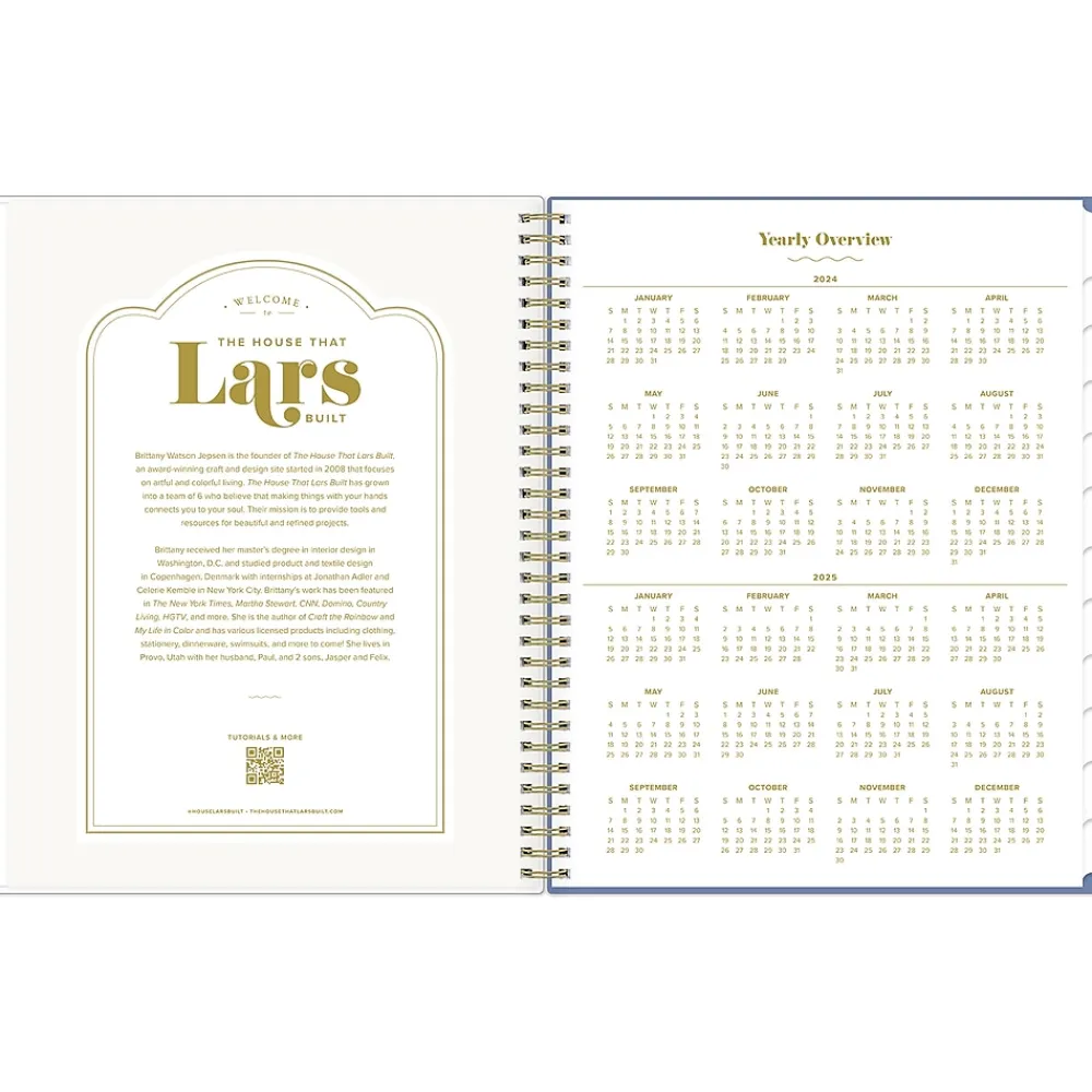 Academic Planners|Blue Sky 2024-2025 The House That Lars Built Blue Stripe 8.5" x 11" Academic Weekly & Monthly Planner, White/Blue (149846)