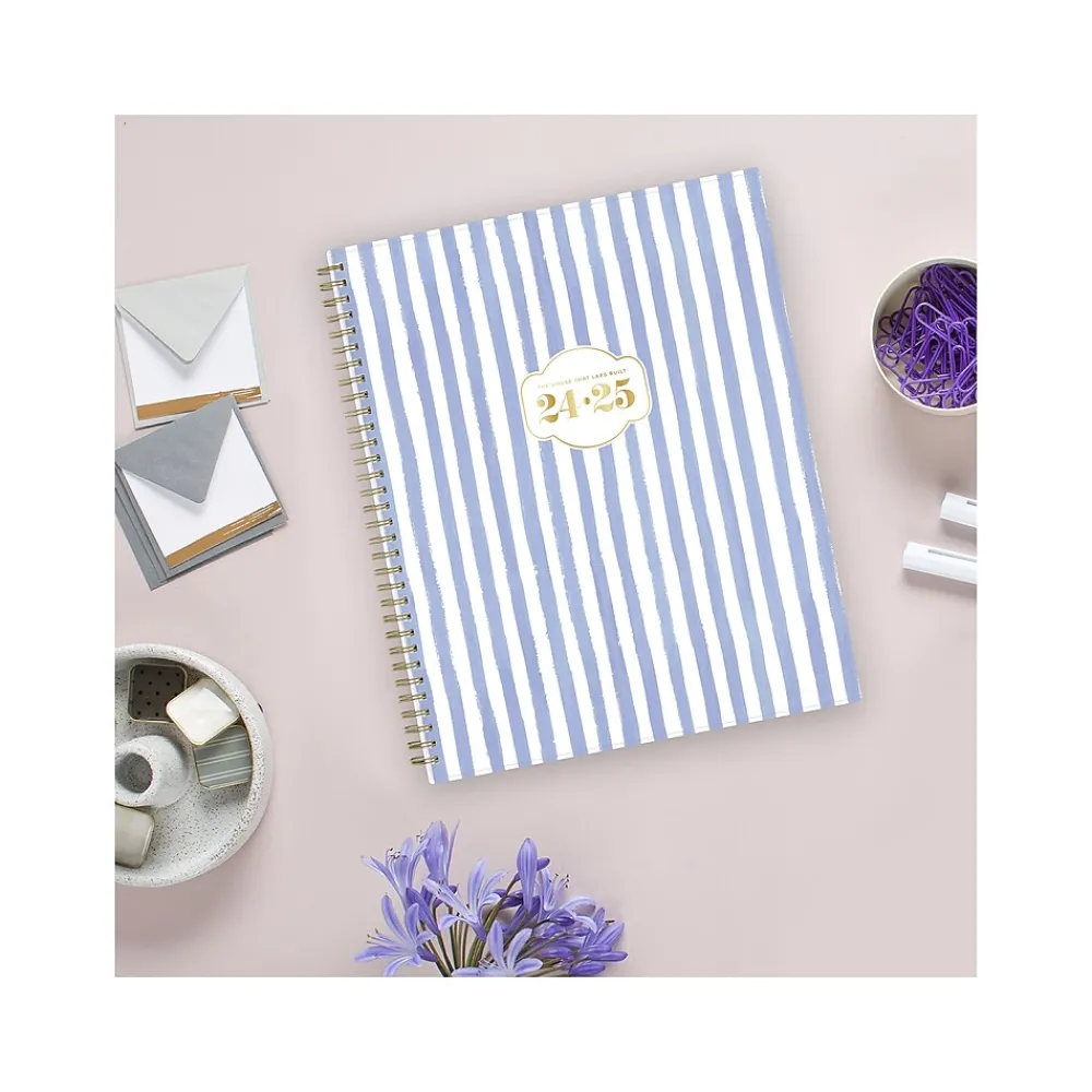 Academic Planners|Blue Sky 2024-2025 The House That Lars Built Blue Stripe 8.5" x 11" Academic Weekly & Monthly Planner, White/Blue (149846)