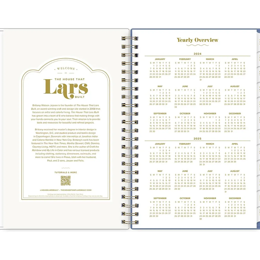 Academic Planners|Blue Sky 2024-2025 The House That Lars Built Blue Stripe 8.5" x 11" Academic Weekly & Monthly Planner, White/Blue (145921)
