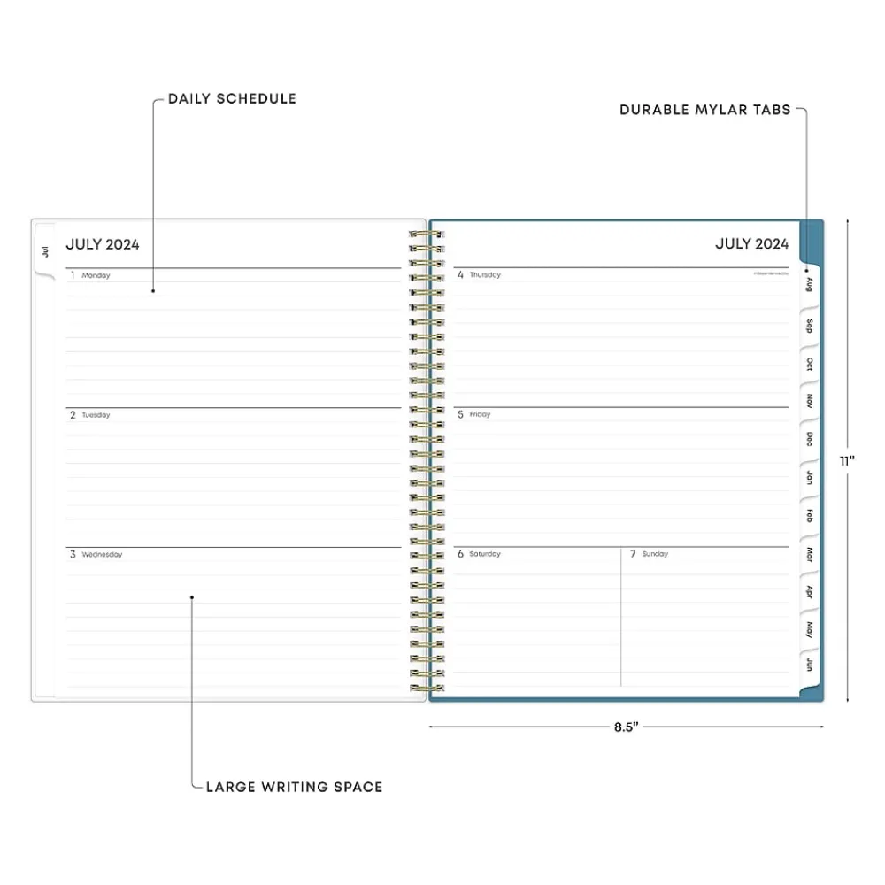 Academic Planners|Blue Sky 2024-2025 Tropics Blue 8.5" x 11" Academic Weekly & Monthly Planner, Plastic Cover, Blue (149859)