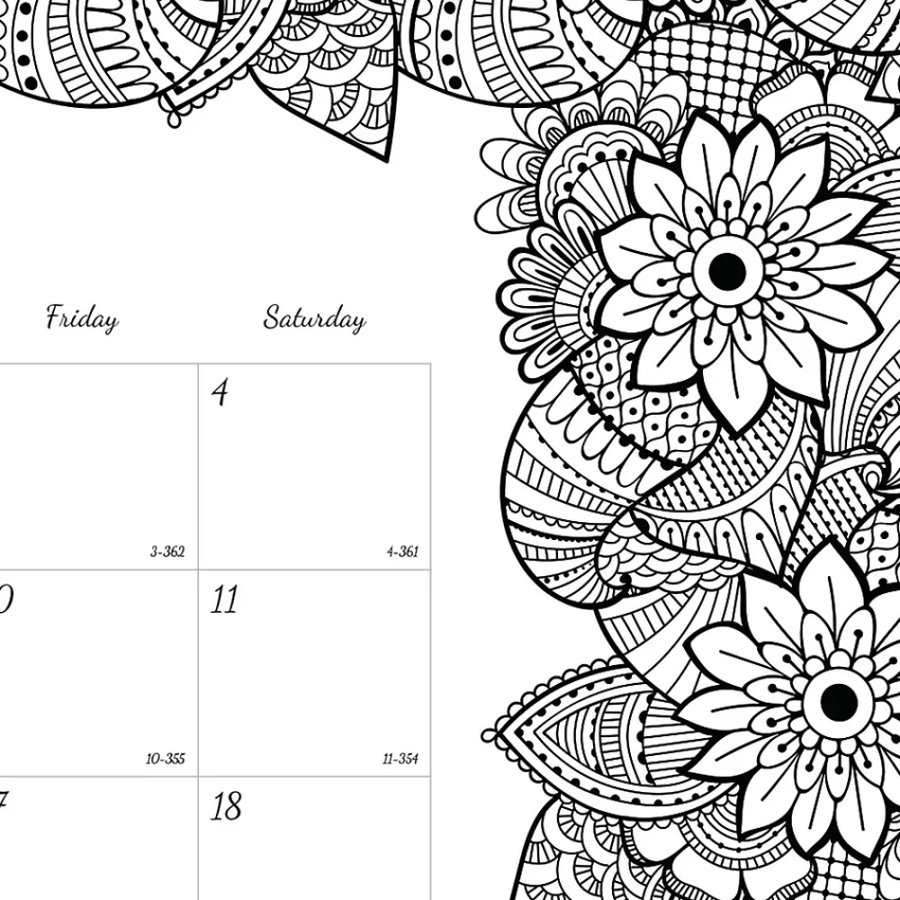 2025 Calendars|Blueline 2025 DoodlePlan Botanica 22" x 17" Monthly Coloring Desk Pad Calendar, White/Black (C2917311)