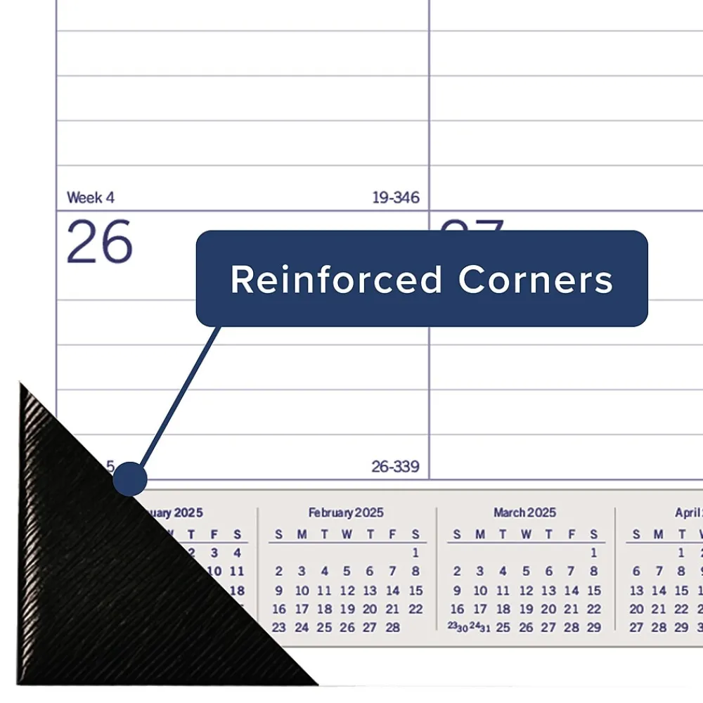 2025 Calendars|Blueline 2025 DuraGlobe 22" x 17" Monthly Desk Pad Calendar, White/Blue (C177227)