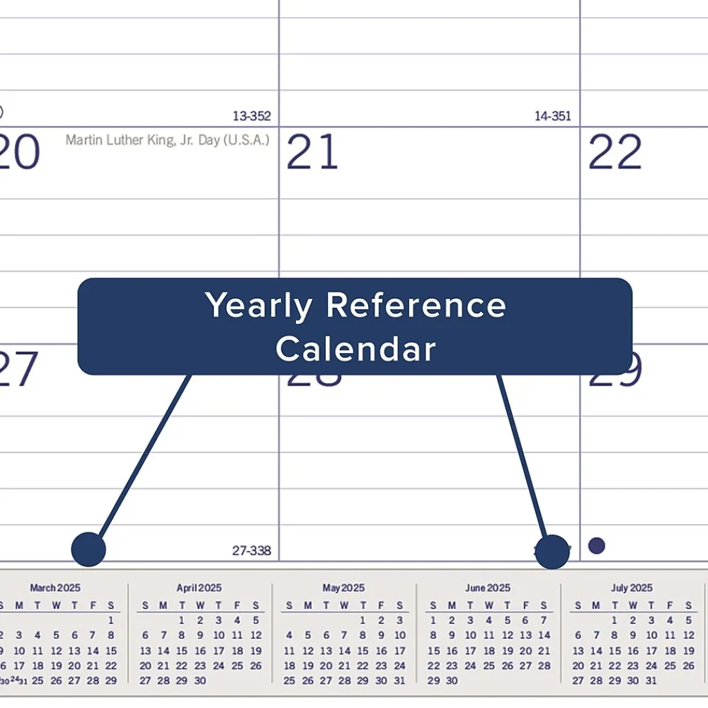2025 Calendars|Blueline 2025 DuraGlobe 22" x 17" Monthly Desk Pad Calendar, White/Blue (C177227)
