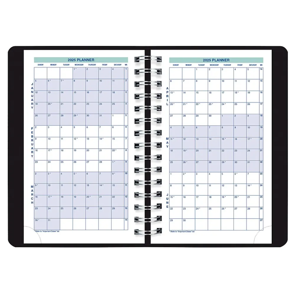 2025 Planners|Blueline 2025 Plan & Link 5" x 8" Daily Appointment Book, Faux Leather Cover, Black (C1504W.81)