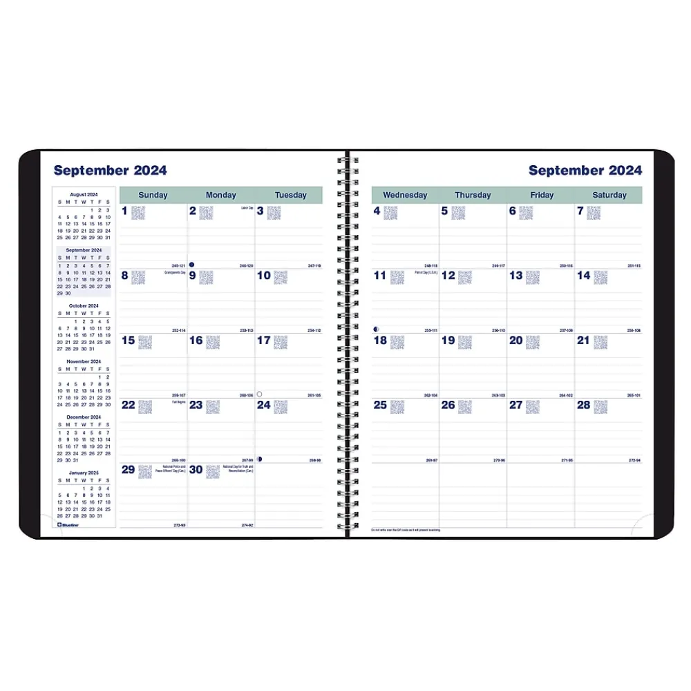 2025 Planners|Blueline 2025 Plan & Link 7.25" x 9.25" Monthly Planner, Faux Leather Cover, Black (C1200.81T)