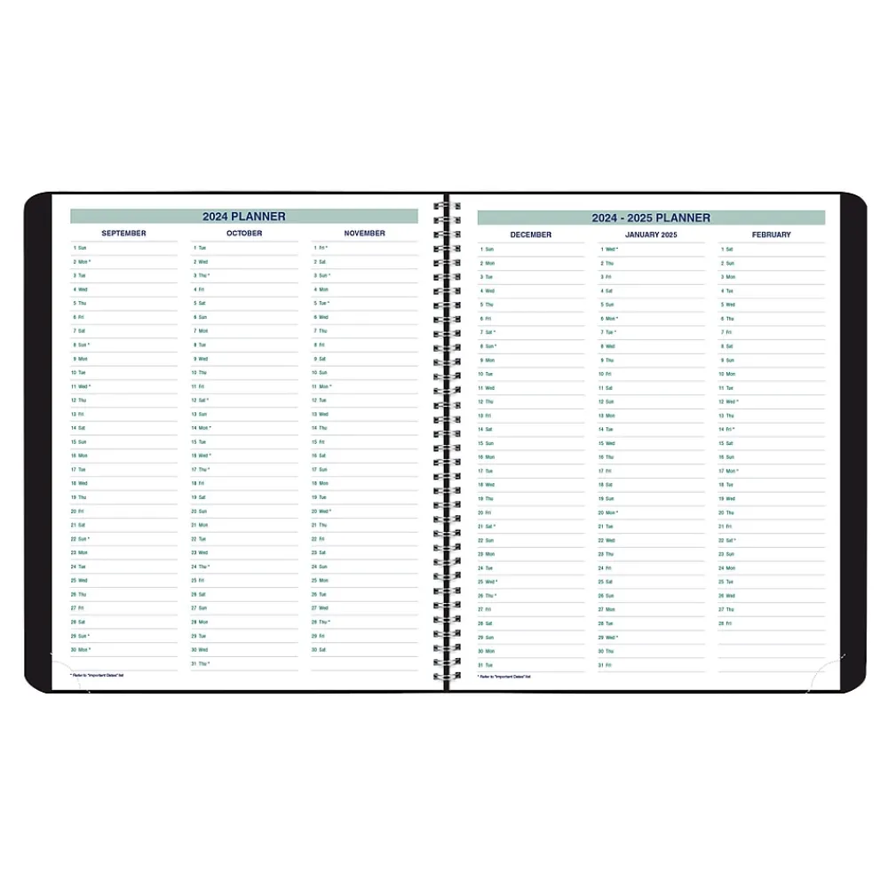 2025 Planners|Blueline 2025 Plan & Link 7.25" x 9.25" Monthly Planner, Faux Leather Cover, Black (C1200.81T)