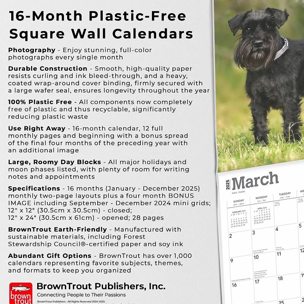 2025 Calendars|BrownTrout 2025 ature Schnauzers 12" x 12" Monthly Wall Calendar (9781975477684)