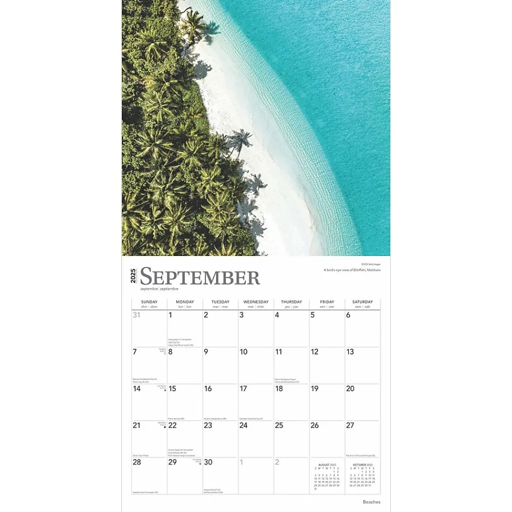 2025 Calendars|BrownTrout 2025 Beaches 12" x 12" Monthly Square Wall Calendar (9781975476601)