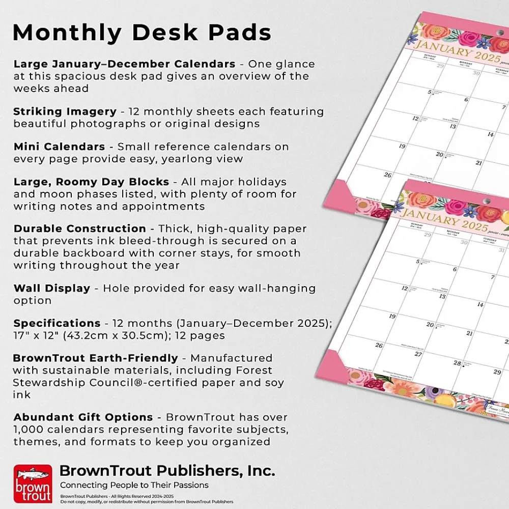 2025 Calendars|BrownTrout 2025 Bonnie Marcus 17" x 12" Monthly Desk Pad Calendar (9781975479428)